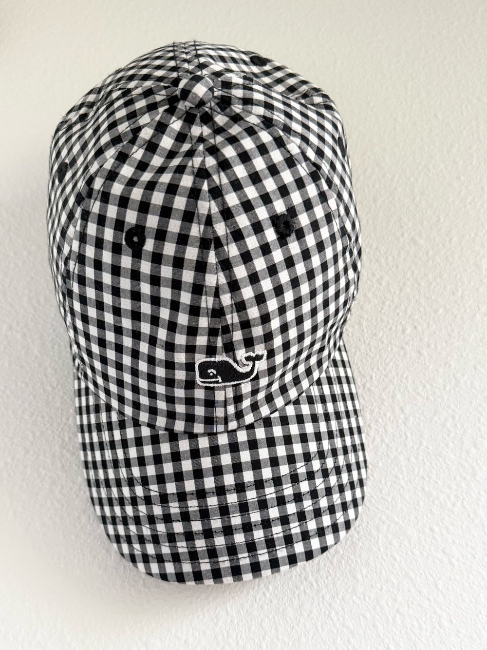 VINYARD VINES Gingham Baseball Cap in black-and-white